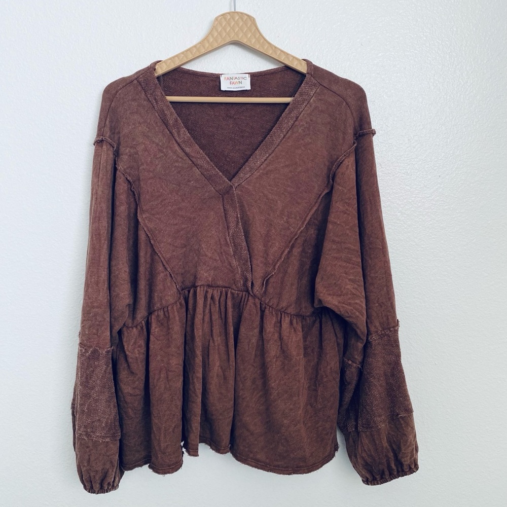 Fantastic Fawn Chocolate V-Neck Blouse